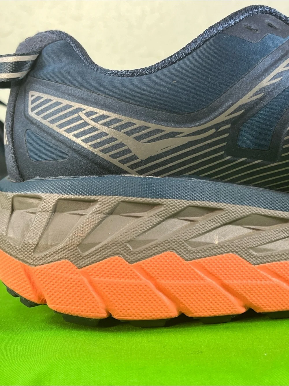 Hoka Navy Blue and Orange Trail Running Shoes